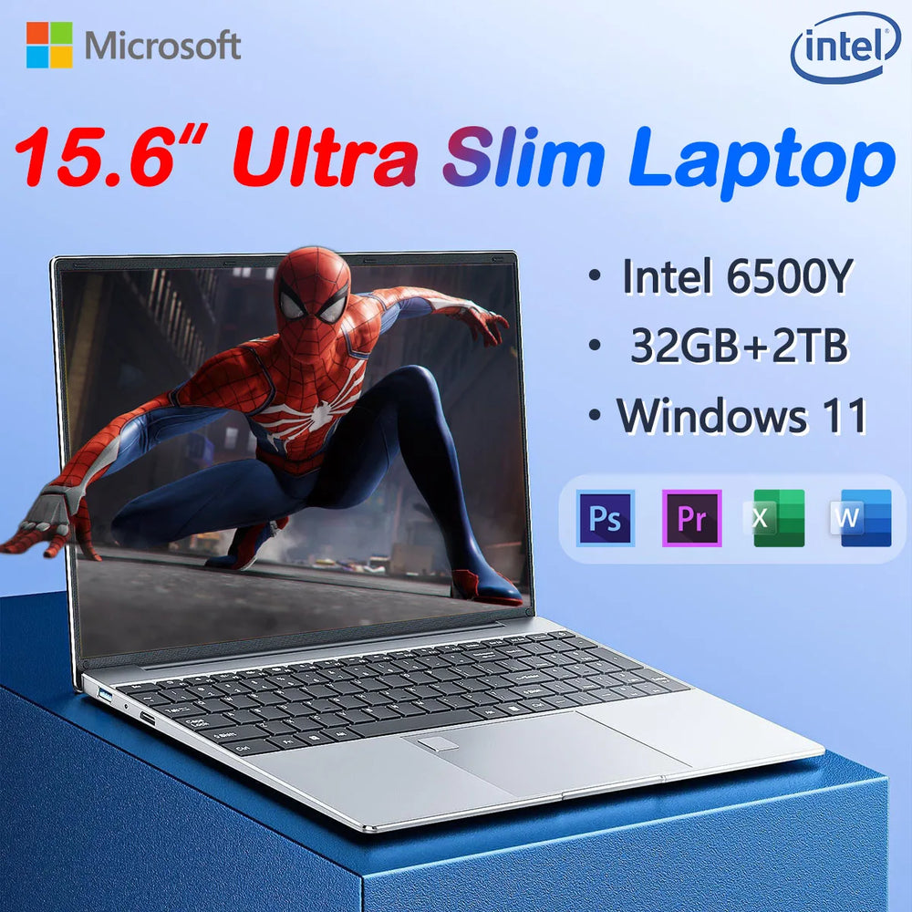 Yepo 15.6" Laptop Intel 6500Y - 32GB RAM, 2TB SSD, Fingerprint, Backlit Win11