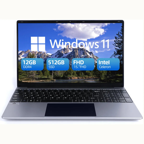 AEEZO 15.6" Intel N5095 Laptop - 12GB DDR4, 512GB SSD, 1080P IPS, Win11