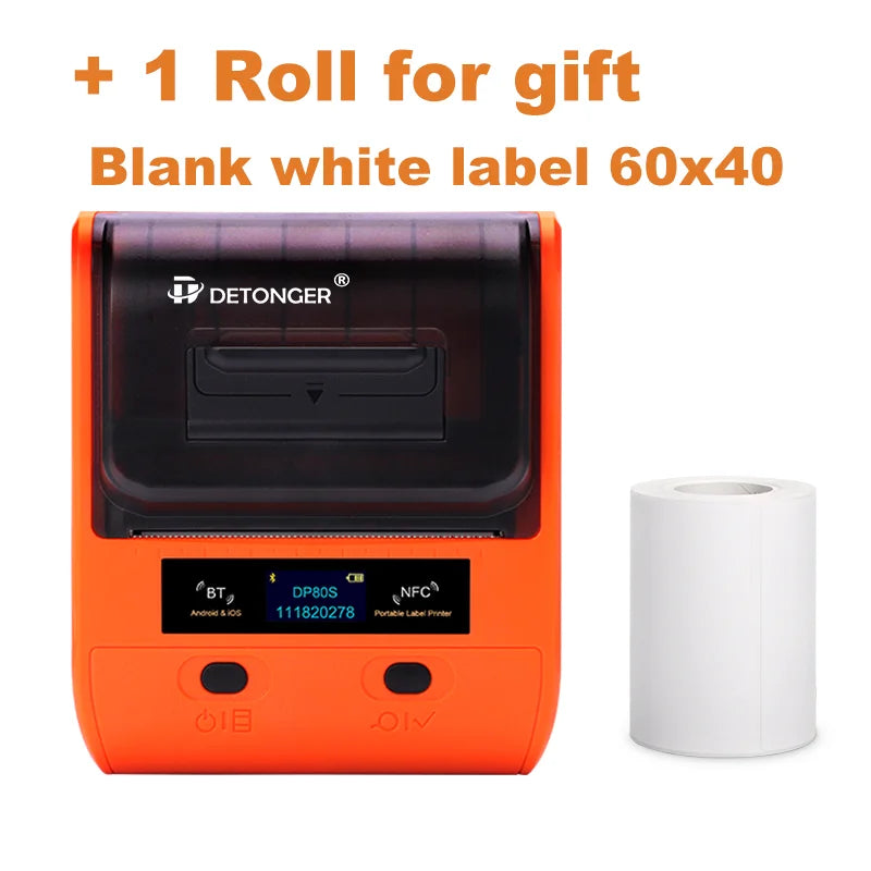 DETONGER DP80S Portable Thermal Label Printer - 30-80mm Bluetooth