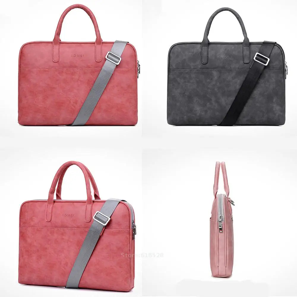 Jofoocow PU Leather Laptop Briefcase 13-15 Inch - Waterproof Scratch-Resistant