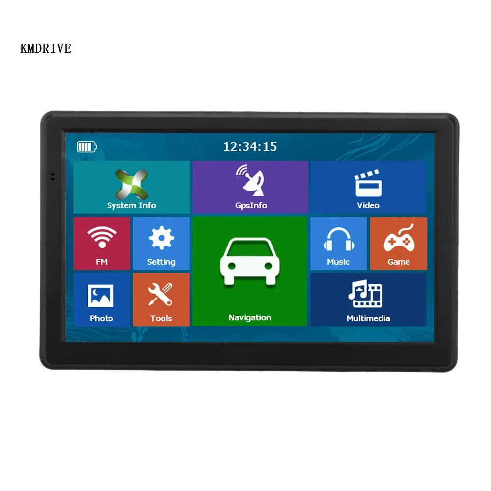 KMDRIVE 7-Inch HD Car GPS Sat Nav - 256MB/8GB, FM Transmitter, MP3/MP4
