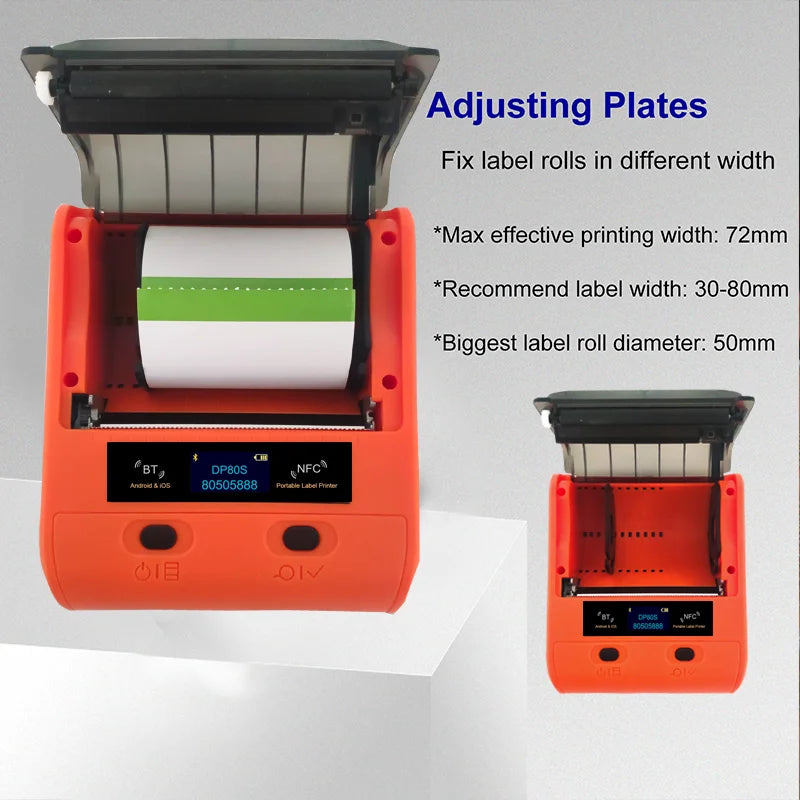 DETONGER DP80S Portable Thermal Label Printer - 30-80mm Bluetooth