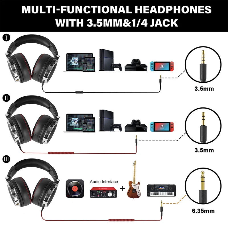 Oneodio Studio Pro 10/30/50 Wired DJ Headphones - 50mm, Hi-Res, CE/RoHS
