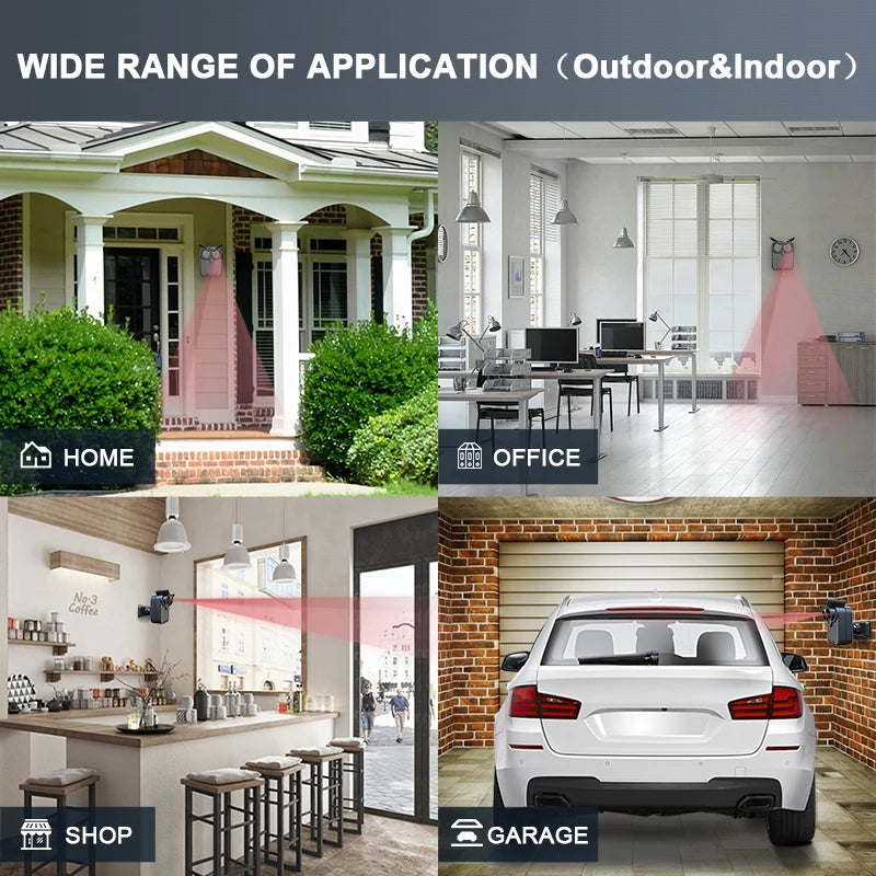 HTZSAFE Wireless PIR Driveway Alarm - 35 Melodies, Weatherproof 4-Volume