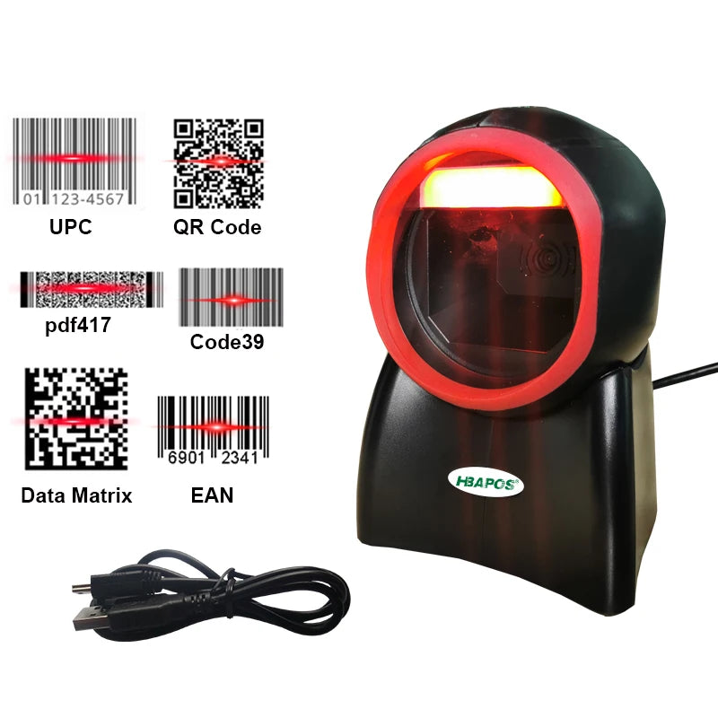 HBA-4010E Omnidirectional 2D Barcode Scanner - Desktop Auto-Sense USB