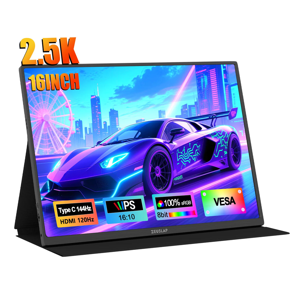 ZEUSLAP 16-Inch 2.5K 144Hz Portable Monitor - 500cd/m, 100% sRGB, HDR500