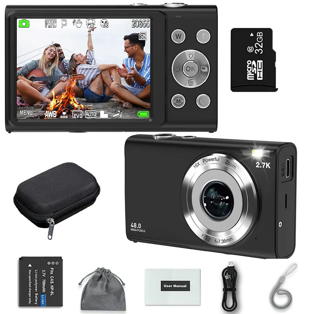 STUOGYUM 4K 48MP Autofocus Vlog Camera - 2.8-Inch Screen, 4.5-54mm Zoom
