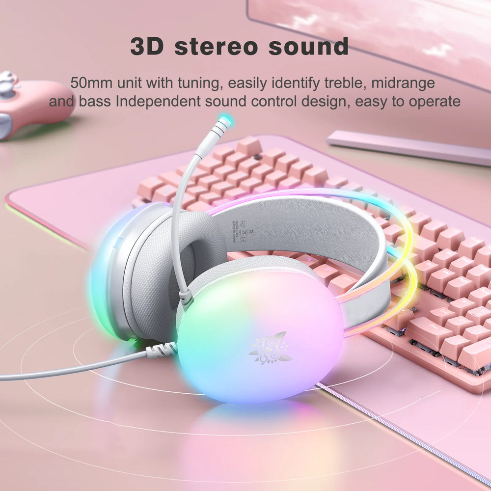 ONIKUMA RGB Gaming Headset - Dynamic Illumination, Noise-Cancelling Mic