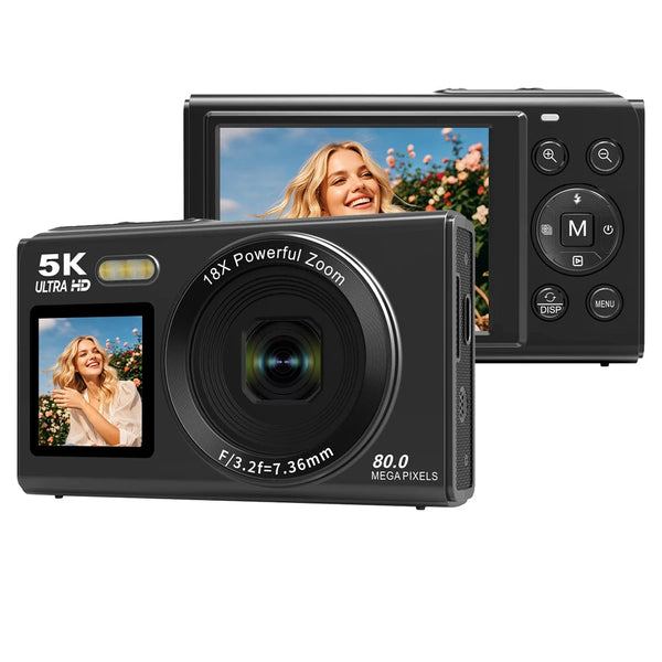 Ourlife 5K 80MP Dual Screen Digital Camera - 18X Zoom, Autofocus & Vlogging