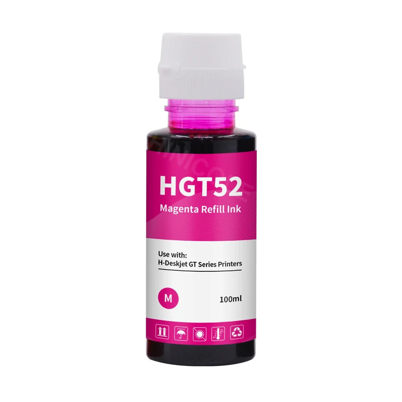 HINICOLE GT51 GT52 Dye Ink Refill Kit - 100ml Compatible Bottles for HP