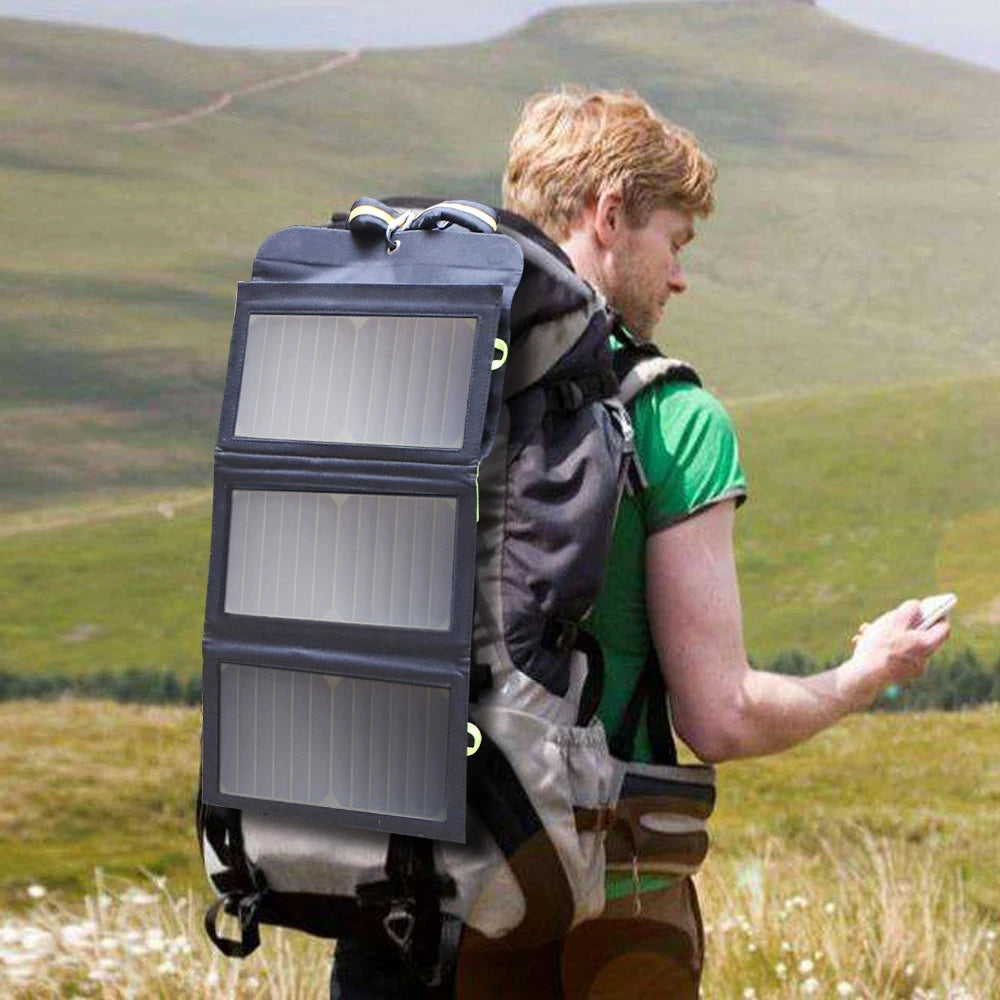 ALLPOWERS 21W Solar Charger - 10000mAh Built-In, Foldable 3-Panel Waterproof
