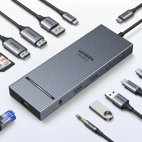 UGREEN USB-C Hub 4K120Hz DP - 2x HDMI, 10Gbps USB 3.2 Gen2 & RJ45