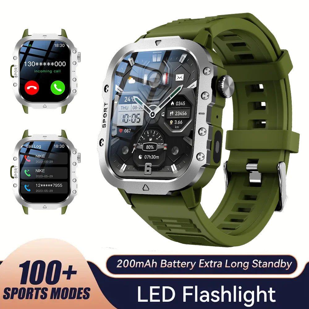KESHUYOU 2.01-Inch Outdoor Smart Watch - LED Flashlight & Bluetooth Talk