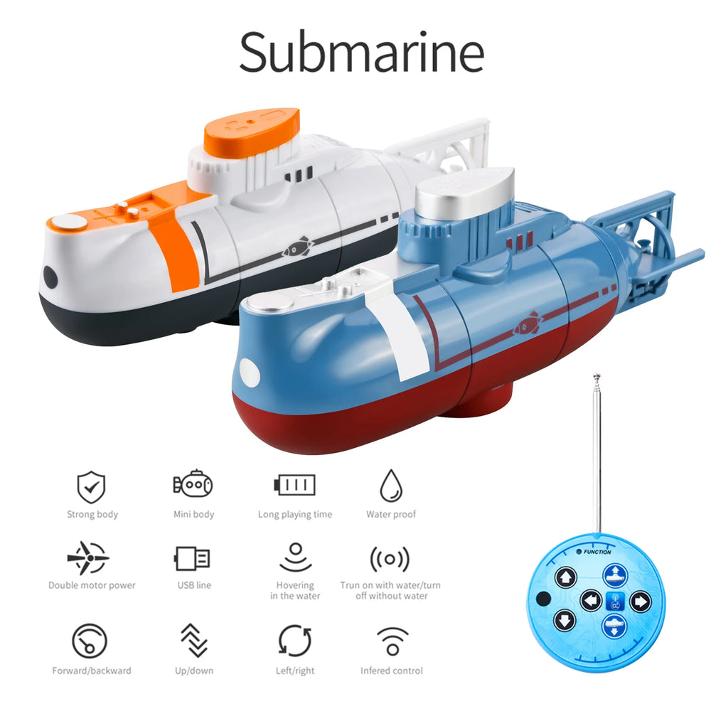 Mini Waterproof RC Submarine - 0.1m/s Diving Boat Toy