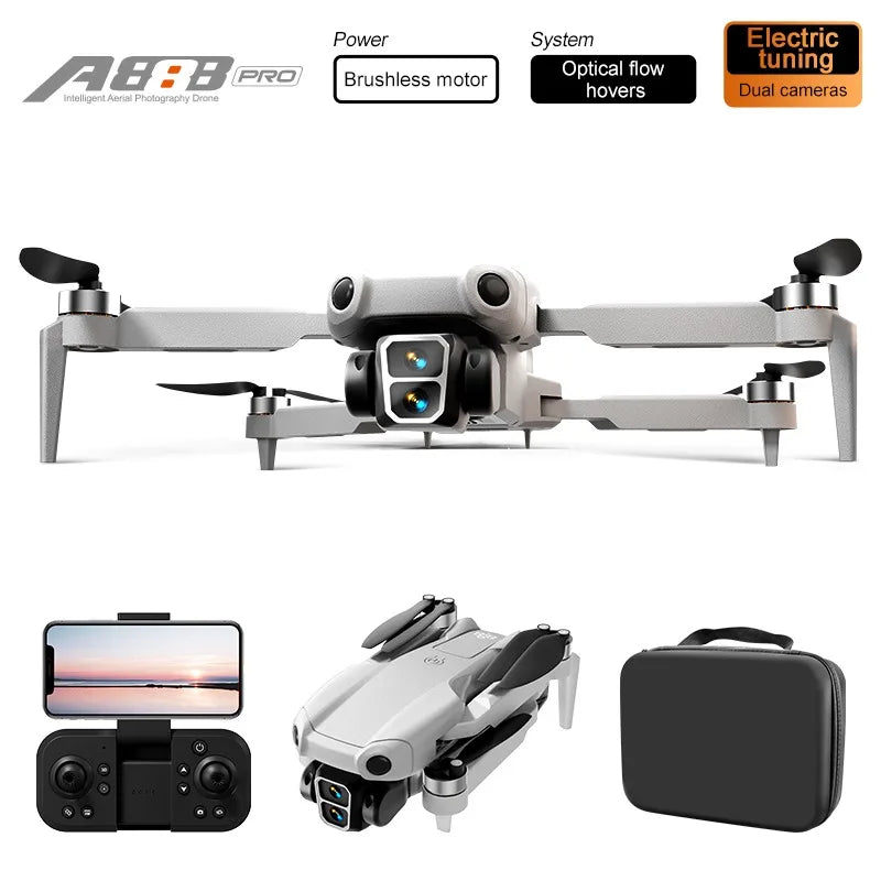 A888 Pro 4K/6K Drone - ESC Dual Camera, Optical Flow, 3-Side Avoidance