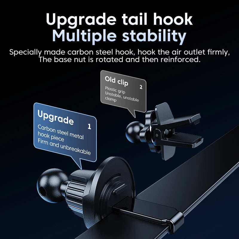 15W Wireless Car Charger Mount - Intelligent Sensing, Air Vent, Universal