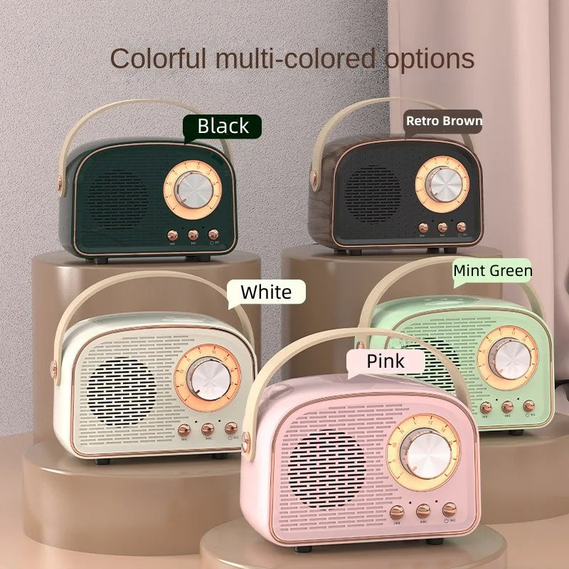 DW21 Retro Mini Bluetooth Speaker - Portable Music Player with FM