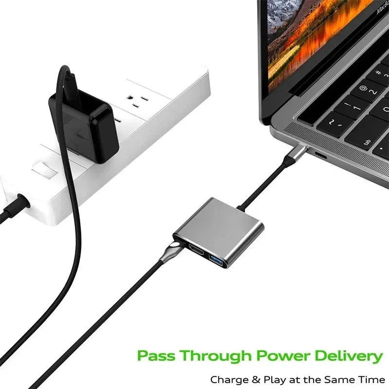 3-in-1 USB-C Hub - HDMI + USB 3.0 Docking Station for MacBook Air