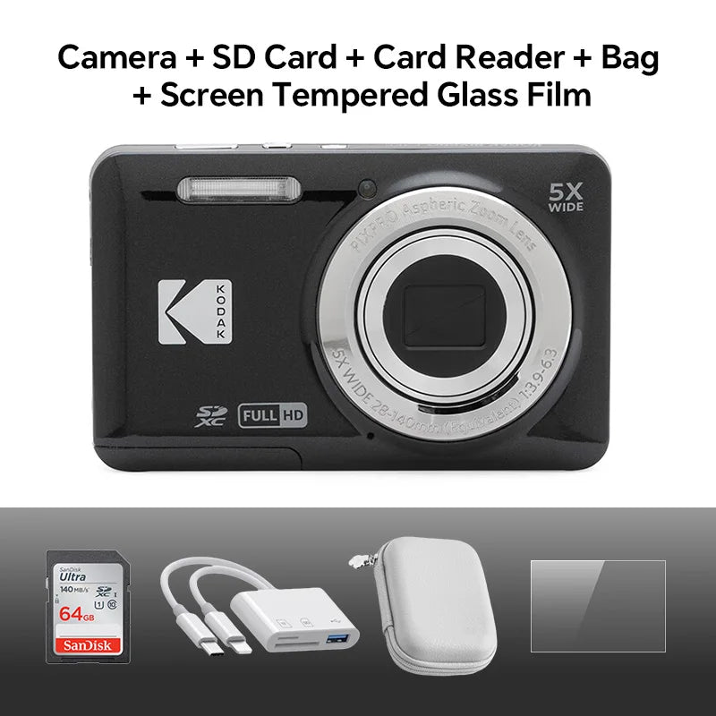 Kodak PIXPRO FZ55 16MP Compact Camera - 5X Zoom, 1080P & 32GB SD Kit