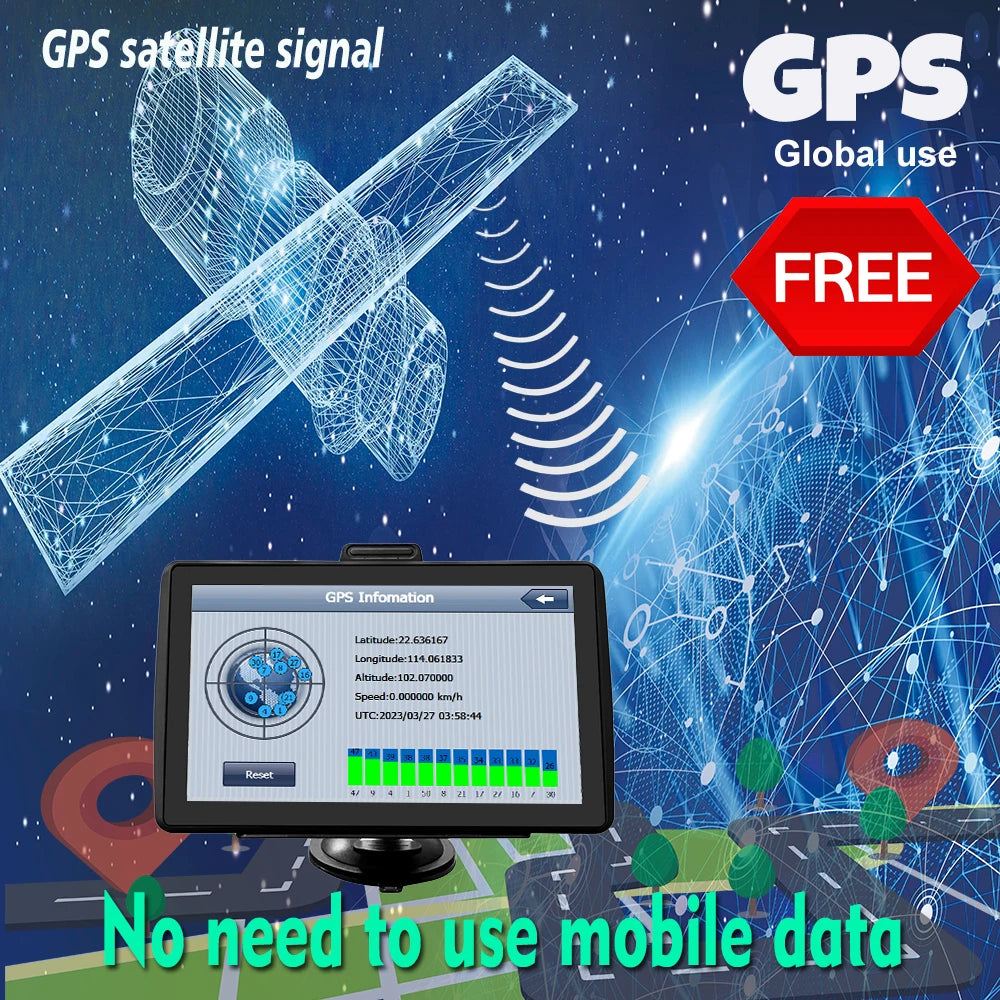 WEEKJOOY 7-Inch GPS Navigator - Europe/North America Maps, 8GB, FM Music