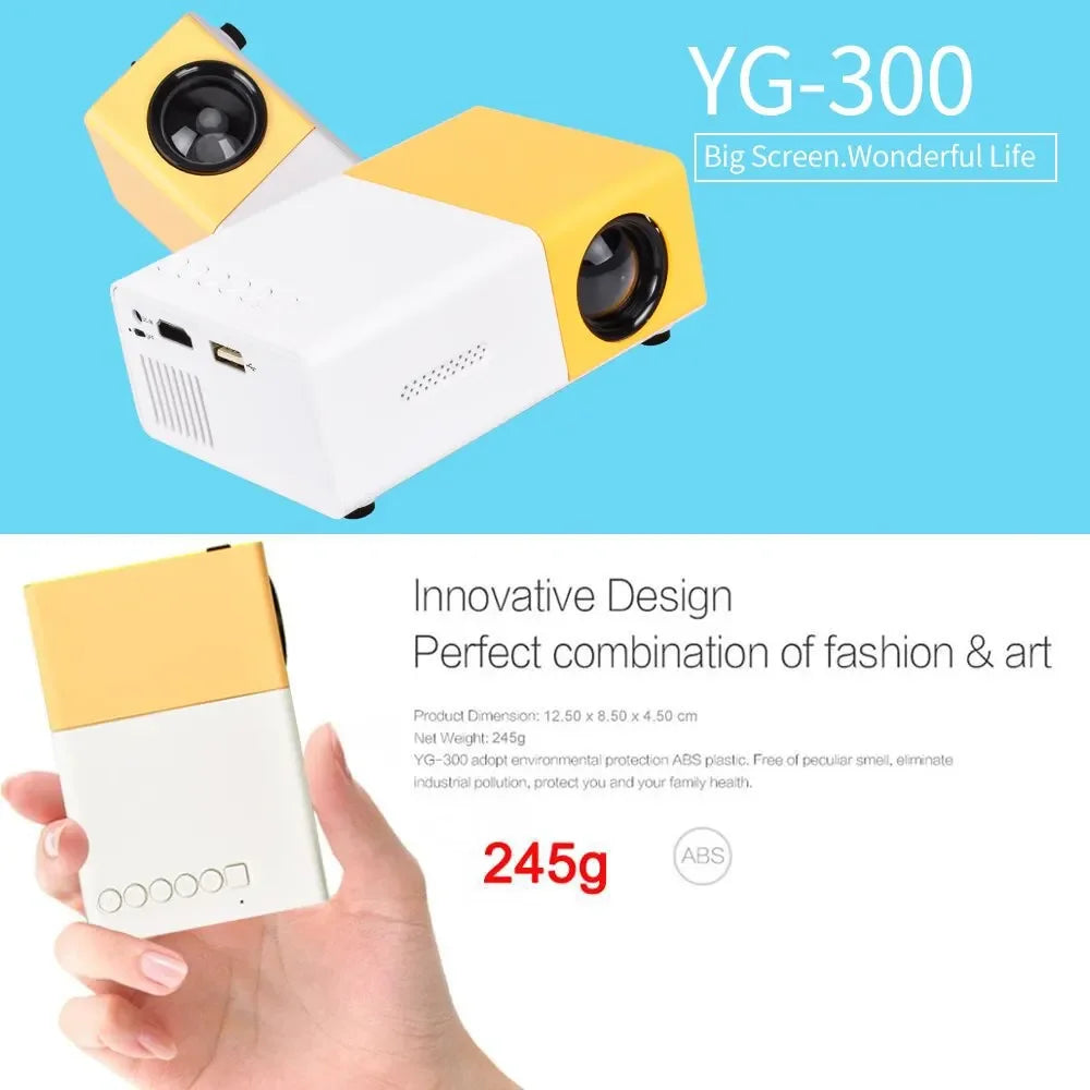 YG300 Mini LED Projector - 1080P Supported Portable Home Cinema