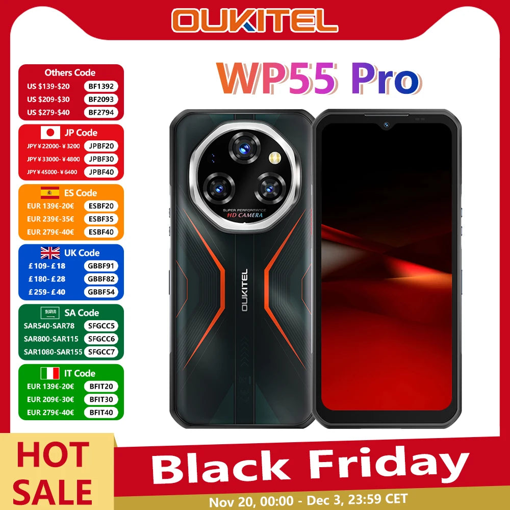 Oukitel WP55 Pro 5G Rugged Phone - 48GB RAM, 11000mAh, 33W, 108MP, 6.6"