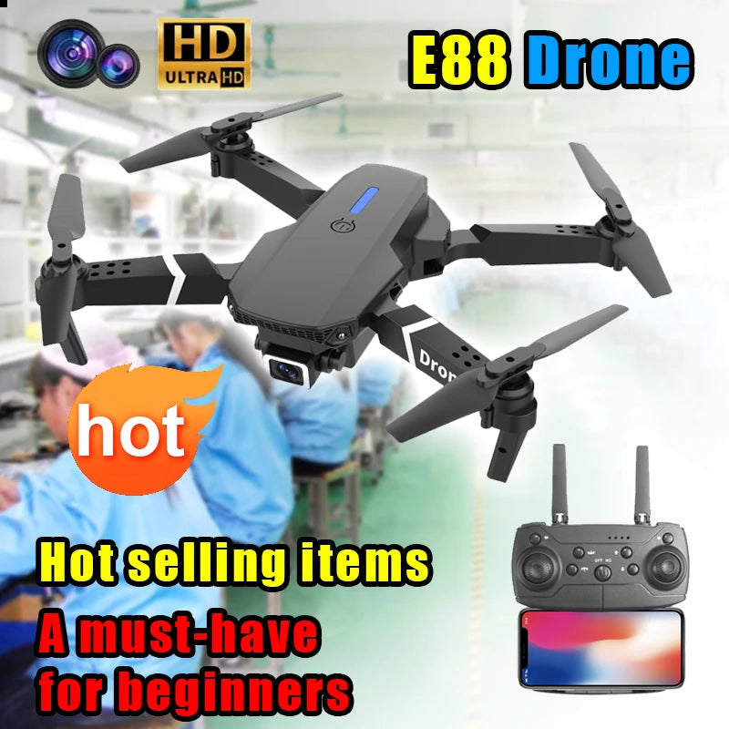 E88 Pro 4K Foldable FPV Drone - WiFi, Altitude Hold, EIS, Wide-Angle