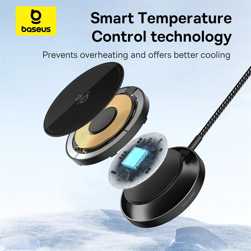 Baseus 15W Qi2 Magnetic Wireless Charger - iPhone 13-17 Pro Max & AirPods