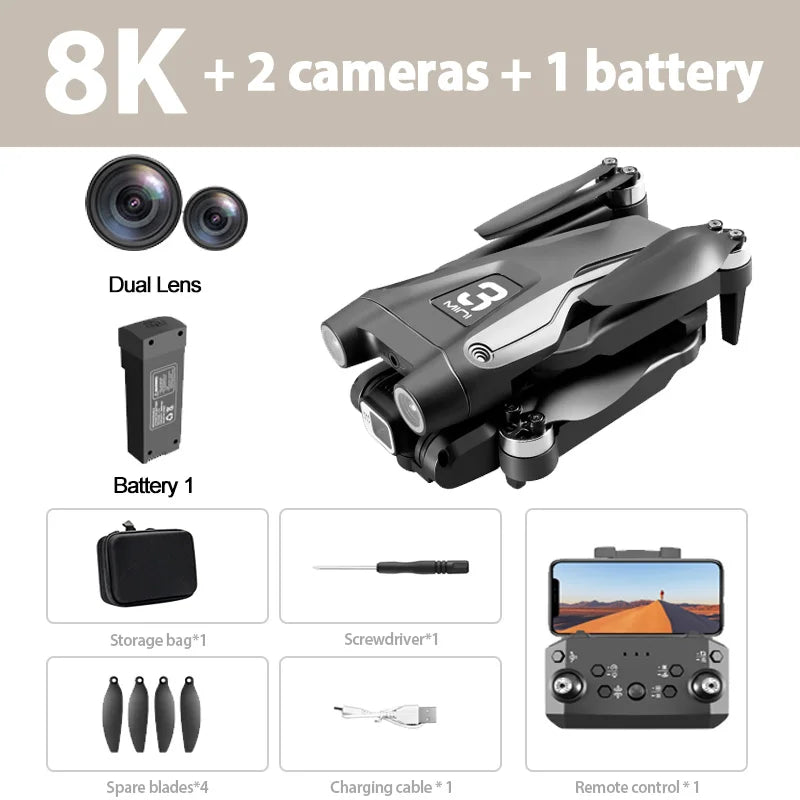 Lenovo Z908 Pro Max 8K GPS Drone - Optical Flow, 3-Side Obstacle Avoidance