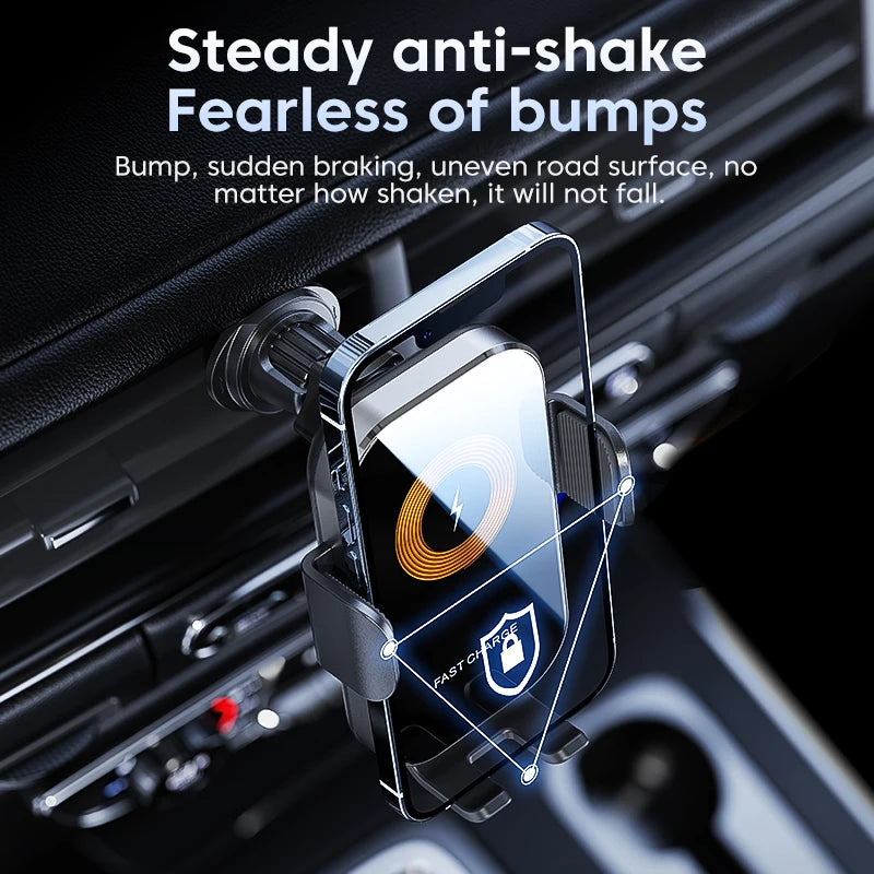 15W Wireless Car Charger Mount - Intelligent Sensing, Air Vent, Universal