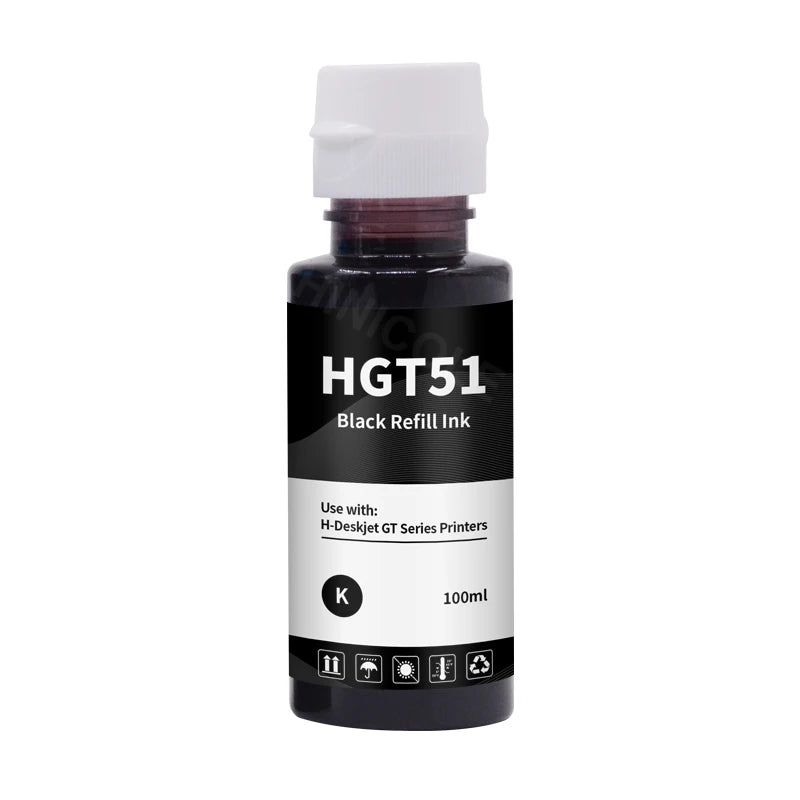 HINICOLE GT51 GT52 Dye Ink Refill Kit - 100ml Compatible Bottles for HP