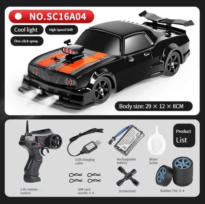 LKCOMO 4WD RC Drift Car - 2.4G, Metal ABS AE86, Light & Spray Effects