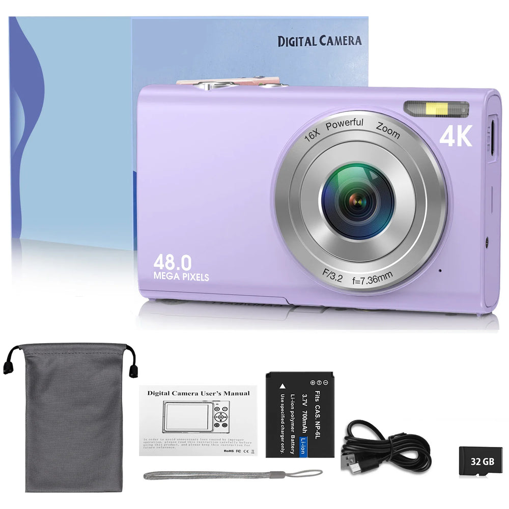 STUOGYUM 4K 48MP Autofocus Vlog Camera - 2.8-Inch Screen, 4.5-54mm Zoom