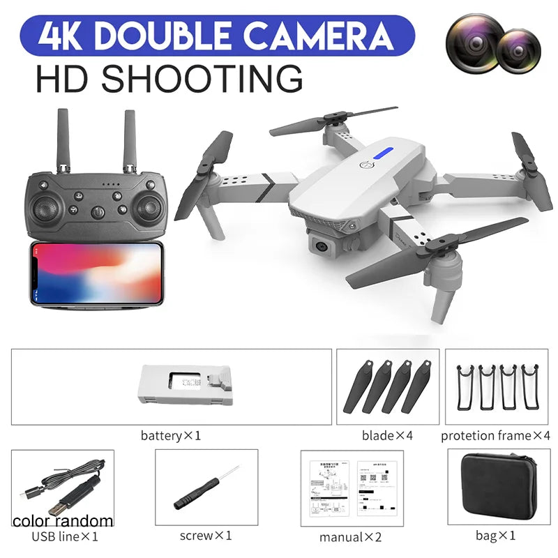 E88 Pro 4K Foldable RC Drone 2024 - 1080P, WiFi FPV & Height Hold