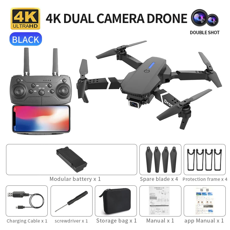 E88 Pro 4K Foldable FPV Drone - WiFi, Altitude Hold, EIS, Wide-Angle