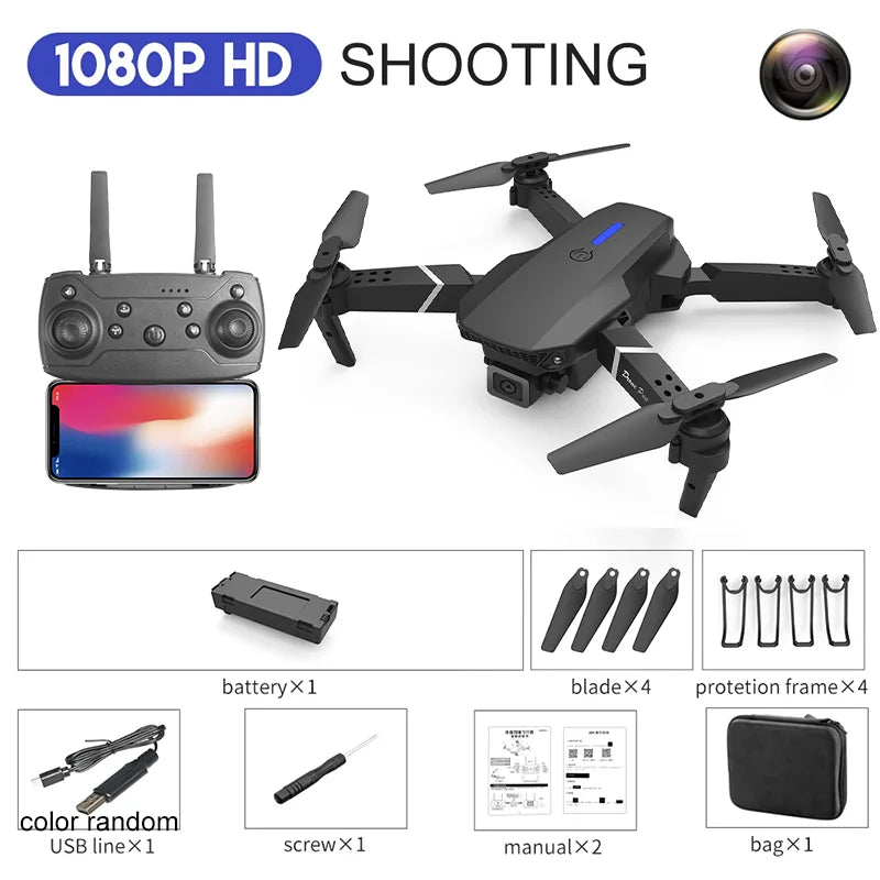 E88 Pro 4K Foldable RC Drone 2024 - 1080P, WiFi FPV & Height Hold
