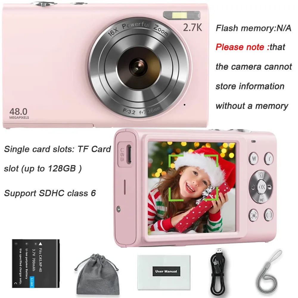 STUOGYUM 4K 48MP Autofocus Vlog Camera - 2.8-Inch Screen, 4.5-54mm Zoom