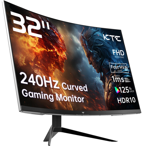 KTC 32-Inch 240Hz Curved Gaming Monitor - 1ms, HDR10, FreeSync/G-Sync, 125% sRGB