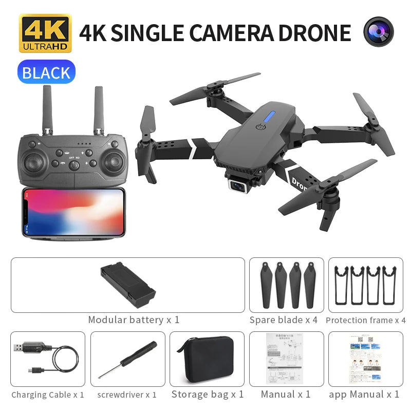 E88 Pro 4K Foldable FPV Drone - WiFi, Altitude Hold, EIS, Wide-Angle