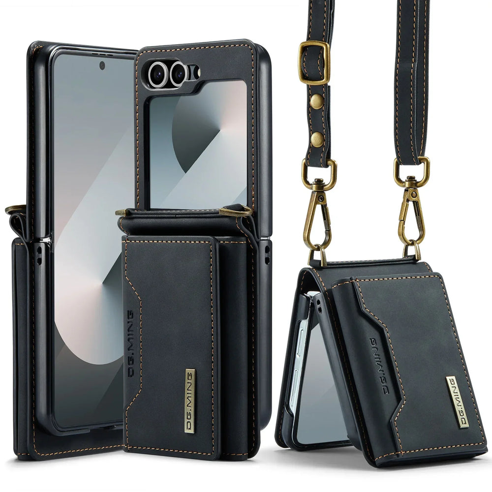HQBBRO Crossbody Leather Wallet Case - Samsung Galaxy Z Flip 3-7 FE 5G