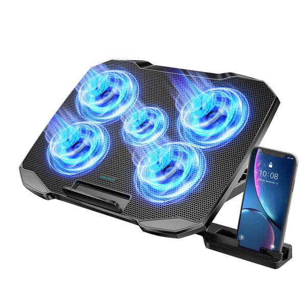COOLCOLD F2PLUS Laptop Cooling Pad - 5 Fans, 5-Angle, 12-17 Inch