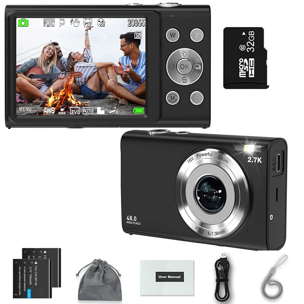 STUOGYUM 4K 48MP Autofocus Vlog Camera - 2.8-Inch Screen, 4.5-54mm Zoom