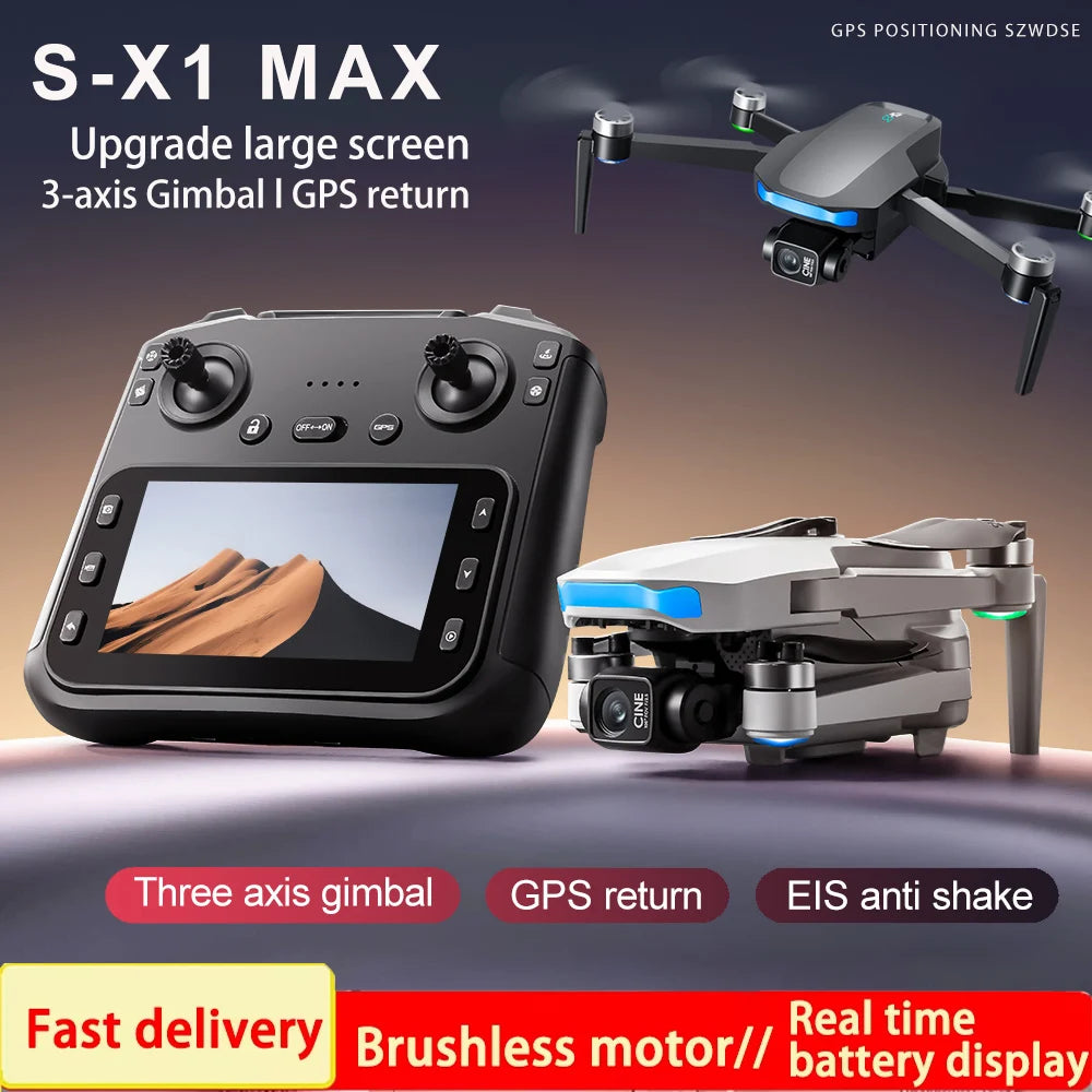 S-X1 MAX 4K GPS Drone - 3-Axis Gimbal, Brushless, 5G WiFi, 7.4V 1500mAh