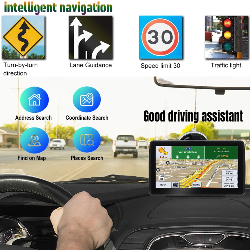 WEEKJOOY 7-Inch GPS Navigator - Europe/North America Maps, 8GB, FM Music