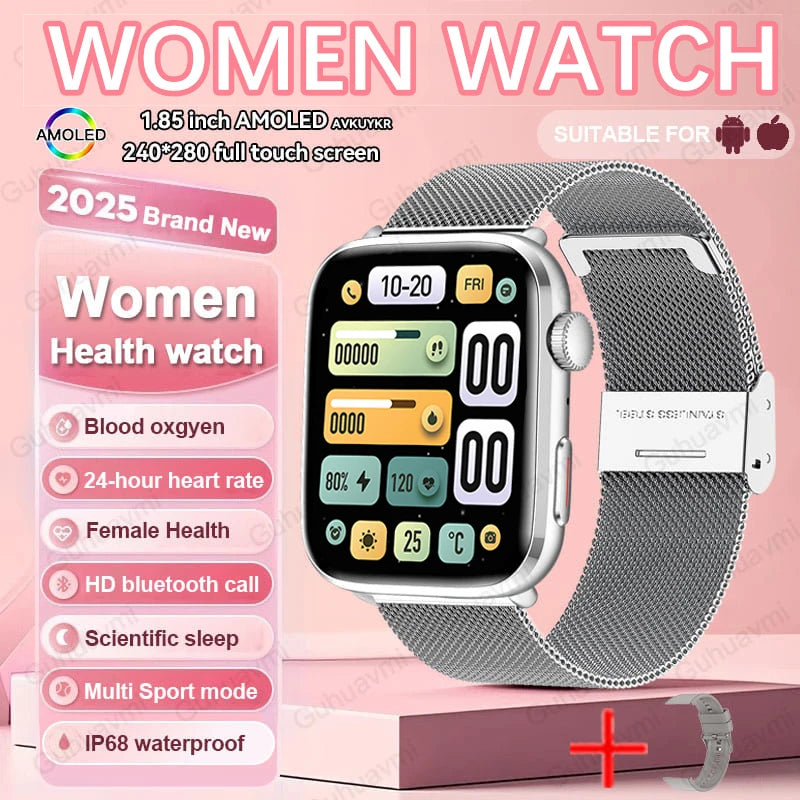 2025 AI Diagnosis Smartwatch - HRV+PPG, IP68, NFC, 100+ Sports & HD BT Call