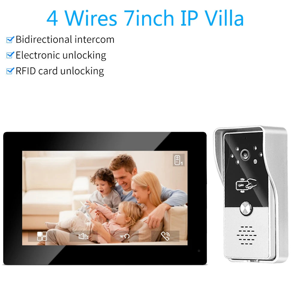 7-Inch Wired Video Intercom System - CMOS Colour Doorbell & HDMI Monitor