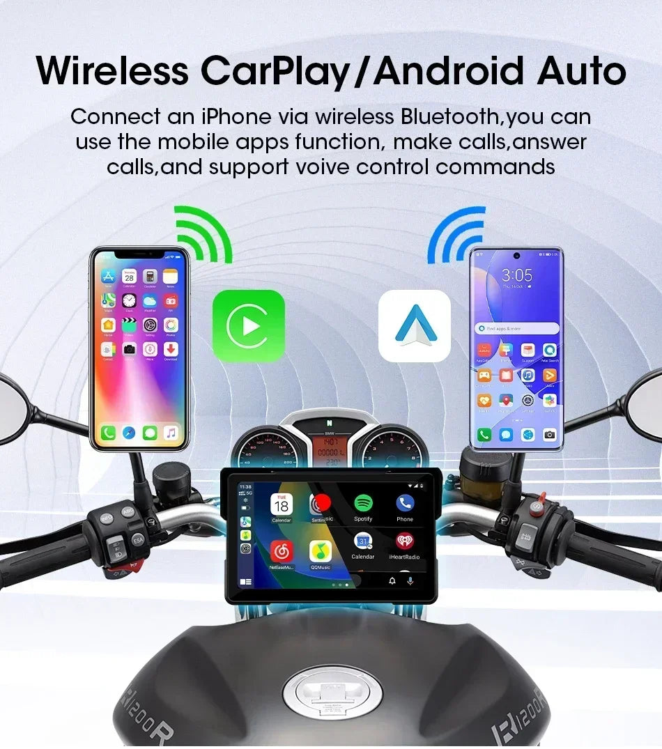 Jansite 5/7" IPX7 Motorcycle CarPlay GPS - Android Auto, 1024x600, Linux