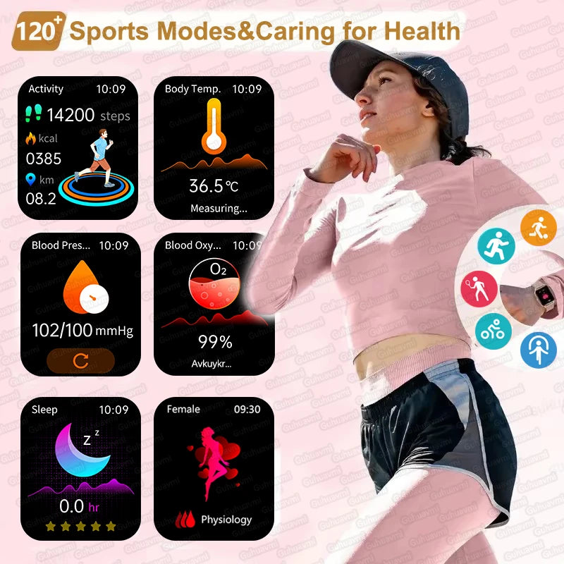 2025 AI Diagnosis Smartwatch - HRV+PPG, IP68, NFC, 100+ Sports & HD BT Call