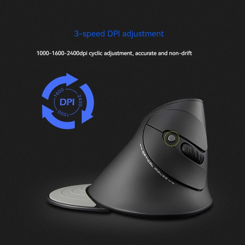 Zelotes F-17 Vertical 2.4G Wireless Gaming Mouse - 2400 DPI, 6 Buttons