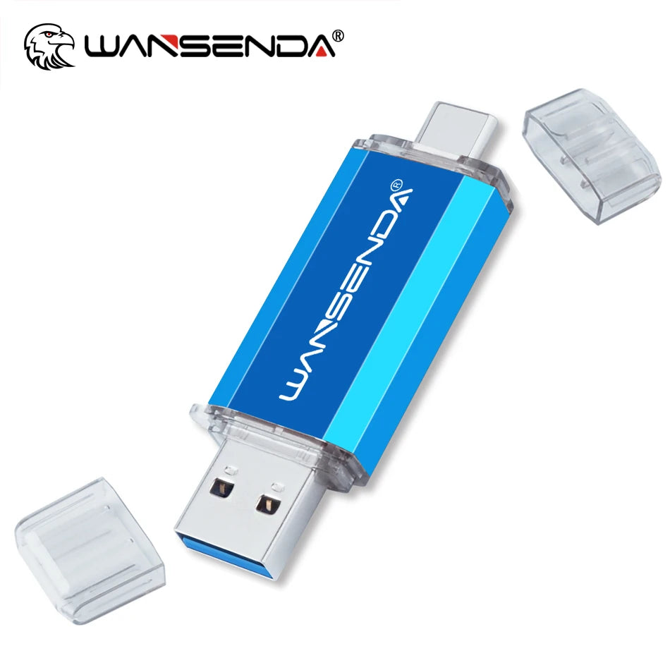 WANSENDA OTG Type-C USB 3.0 Flash Drive - 16GB to 512GB, 6 Colours